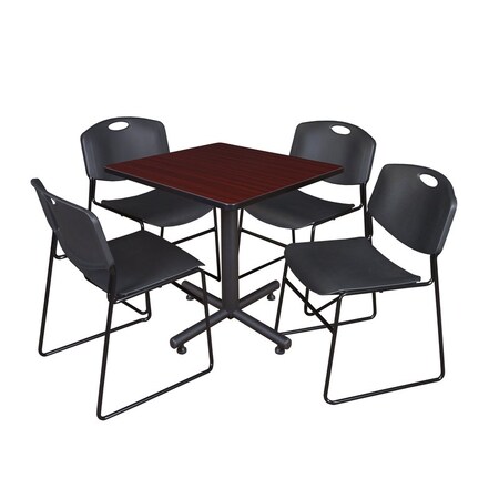 Kobe Kobe Square Table & Chair Set, Wood, Metal, Polypropylene Top TKB3030MH44BK